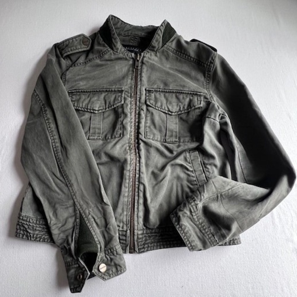 Sanctuary Military Field Jacket Women XS Olive Green Utility Zip Up J0366-N0072